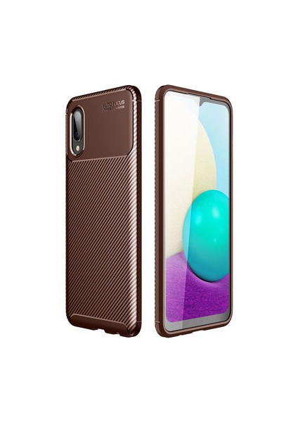 Samsung Galaxy A02 Kılıf Karbon Desenli Esnek Yüksek Kaliteli Meteryalden Üretilmiş Silikon Kapak Ryc/negro