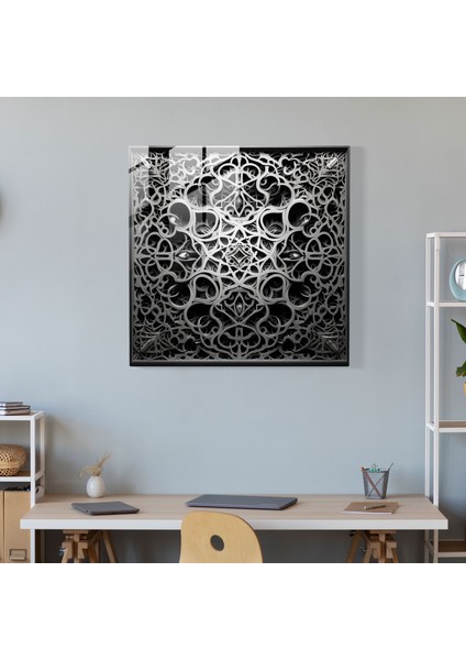 Kutsal Kur'an Cam Tablo - Detaylı Monokrom Tasarım - Kutsal Kur'an Cam Tablo Monokrom Modern Sanat modelleri