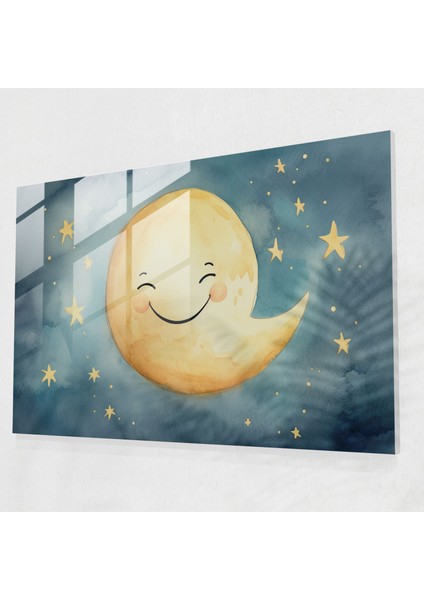 Ay Ev Dekorasyonu - Dünya Keyif Cam Tablo Ay Karakteri