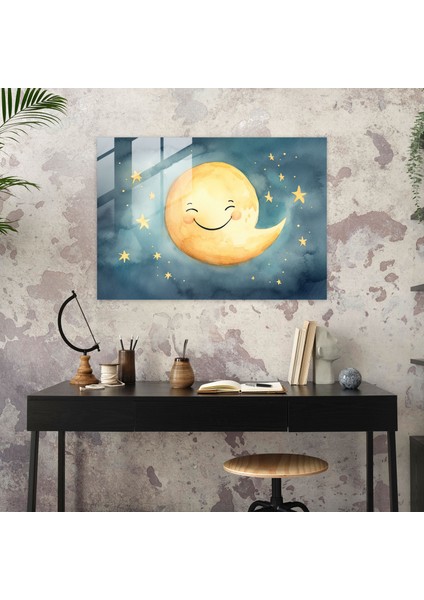 Ay Ev Dekorasyonu - Dünya Keyif Cam Tablo Ay Karakteri fiyatları