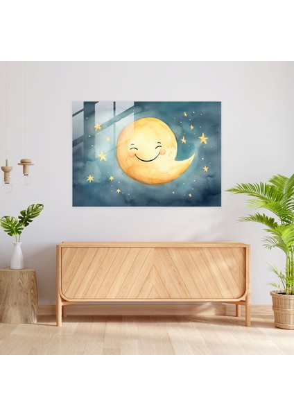 Ay Ev Dekorasyonu - Dünya Keyif Cam Tablo Ay Karakteri modelleri