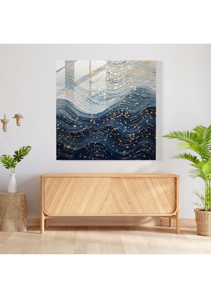 Gümüş Su Akışı Cam Baskı - Sim Duvar Dekorasyonu Ev Dekorasyonu Huzur fiyatları