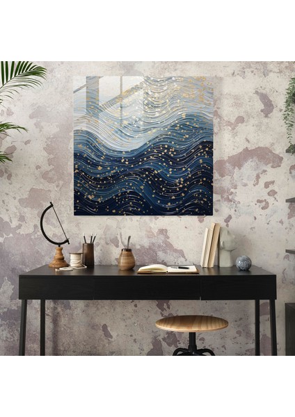 Gümüş Su Akışı Cam Baskı - Sim Duvar Dekorasyonu Ev Dekorasyonu Huzur modelleri