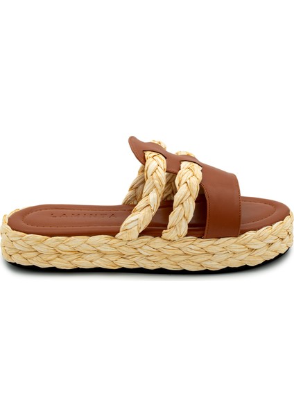 Frida Taba Hasır Şeritli Kadın Terlik modelleri