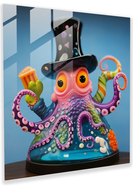 Denizanası Cam Tablosu - Masalsı Deniz Hayvanı Duvar Dekorasyonu - Denizanası Duvar Dekorasyonu Deniz Hayvanları Masalsı Tasarım