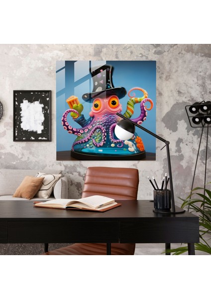 Denizanası Cam Tablosu - Masalsı Deniz Hayvanı Duvar Dekorasyonu - Denizanası Duvar Dekorasyonu Deniz Hayvanları Masalsı Tasarım modelleri