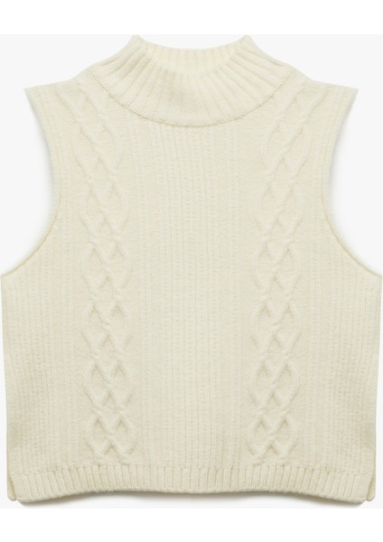 Dik Yaka Kolsuz Desenli Triko Süveter modelleri