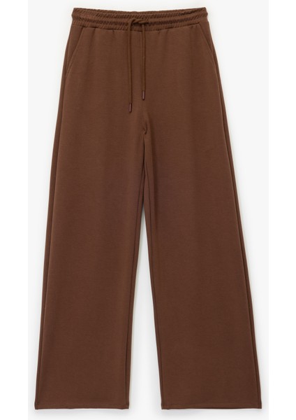 Cepli Rahat Kalıp Beli Bağcıklı Modal Karışımlı Geniş Paça Eşofman Altı