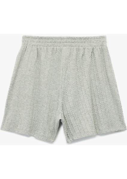 Slim Fit Beli Lastikli Dokulu Mini Şort fırsatları