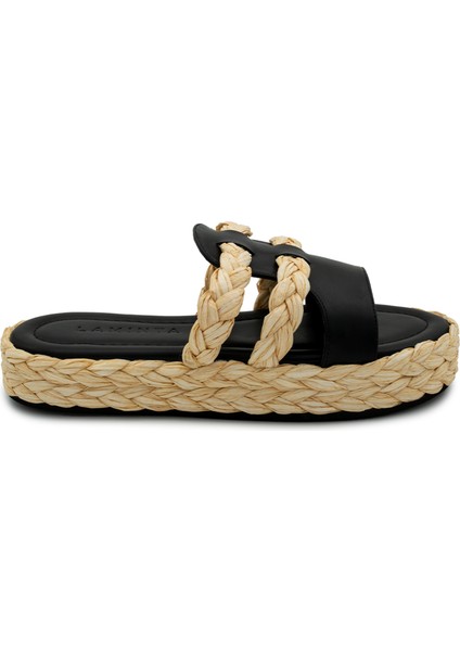 Frida Siyah Hasır Şeritli Kadın Terlik modelleri