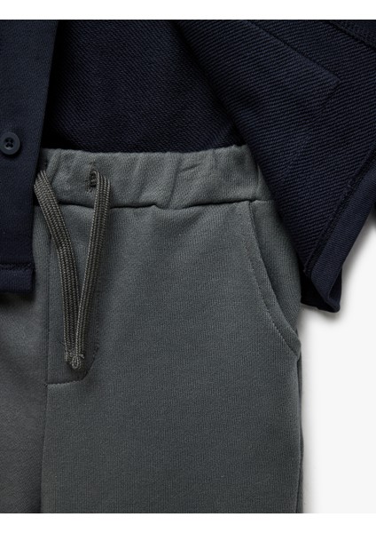 Uzun Kollu Düğmeli Yaka Pamuklu Gömlek ve Beli Bağcıklı Pantolon Seti fırsatları