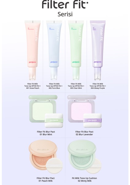 Aydınlık Görünüm Sunan Ton Eşitleyici Krem PERIPERA Filter Fit Milk Tone Up (001 Snow Peach) SPF30