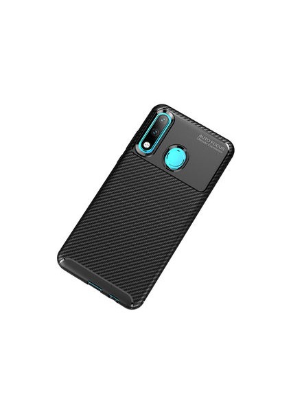 Huawei P30 Lite Kılıf Karbon Desenli Esnek Yüksek Kaliteli Meteryalden Üretilmiş Silikon Kapak Ryc/negro