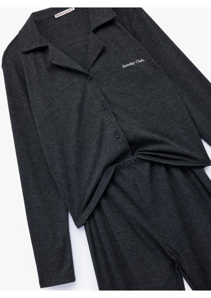 Rahat Kalıp Uzun Kollu Klasik Yaka Düğmeli Pijama Takımı indirimleri