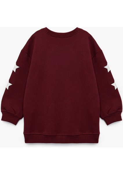 Pamuklu Bisiklet Yaka Şardonlu Pullu Yıldız Işlemeli Sweatshirt fiyatları