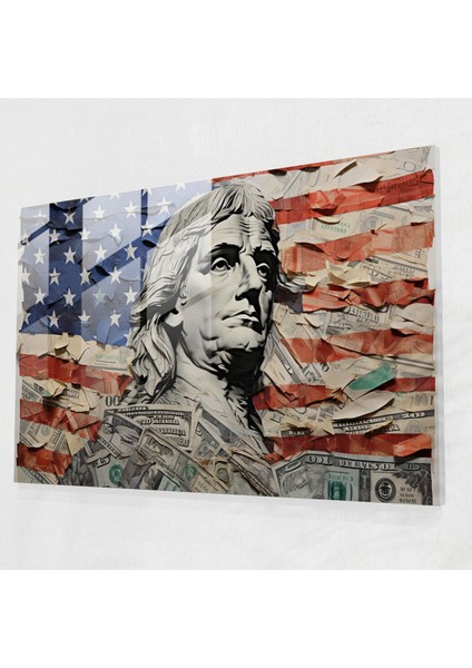 Amerikan Doları Temalı Cam Tablo - Amerikan Express Amerikan Doları Cam Tablo Duvar Dekorasyonu