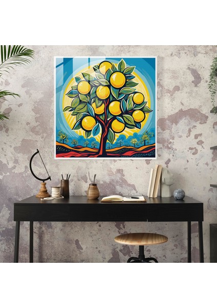 Canlı Limon Ağacı Cam Tablosu - Limon Ağacı Cam Sanatı Pop Sanat Cam Duvar Sanatı fiyatları
