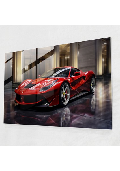 Ferrari Ev Dekorasyonu - Ferrari Cam Tablo Gerçekçi Işçilik