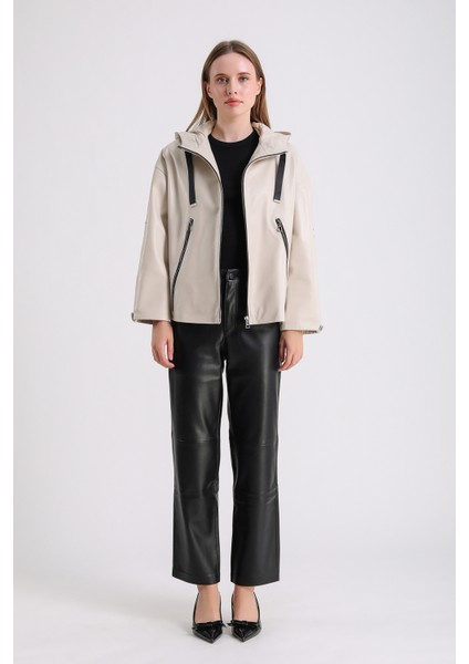 Gaga Kadın Kapüşonlu Deri Mont fiyatları