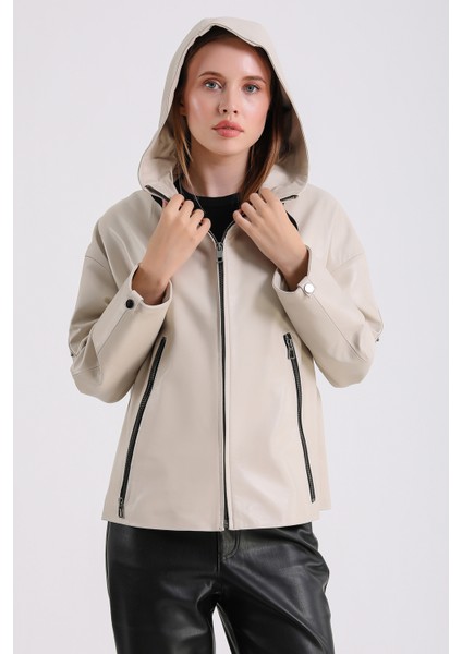 Gaga Kadın Kapüşonlu Deri Mont fırsatları