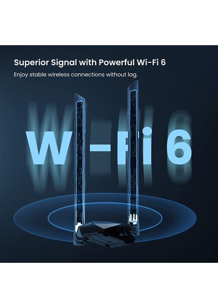 U18A Wifi 6 1201 Mbps 2-5dBi Antenli USB Adaptör