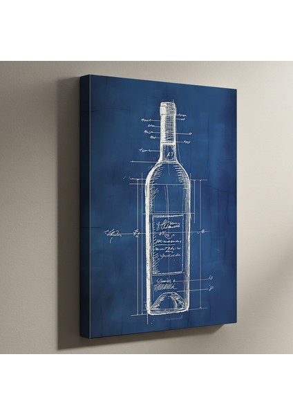 Şarap Şişesi Mimarisi Blueprint Tarzı Tablo