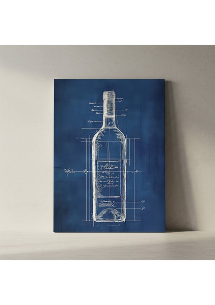 Şarap Şişesi Mimarisi Blueprint Tarzı Tablo fiyatları