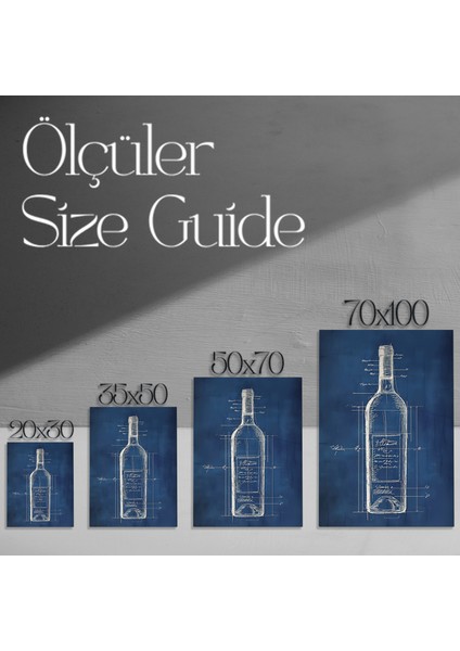 Şarap Şişesi Mimarisi Blueprint Tarzı Tablo modelleri