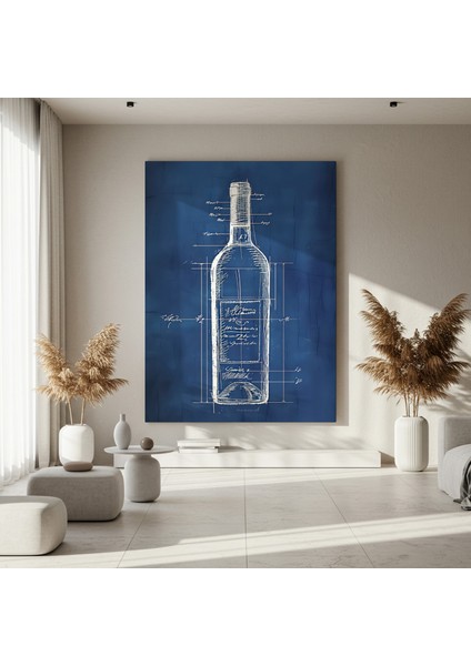Şarap Şişesi Mimarisi Blueprint Tarzı Tablo fırsatları