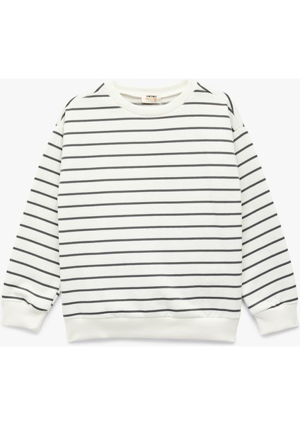 Uzun Kollu Bisiklet Yaka Pamuklu Şardonlu Oversize Sweatshirt