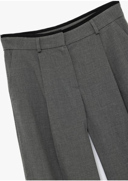 Pile Detaylı Cepli Geniş Paça Kumaş Pantolon indirimleri