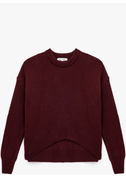 Uzun Kollu Bisiklet Yaka Asimetrik Kesim Triko Kazak modelleri