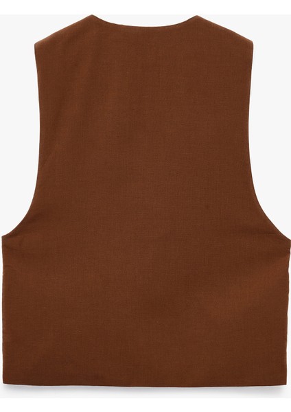 Slim Fit V Yaka Bağlama Detaylı Crop Suni Süet Yelek fırsatları