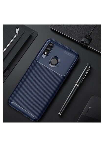 Huawei P Smart 2019 Kılıf Karbon Desenli Esnek Yüksek Kaliteli Meteryalden Üretilmiş Silikon Kapak Ryc/negro