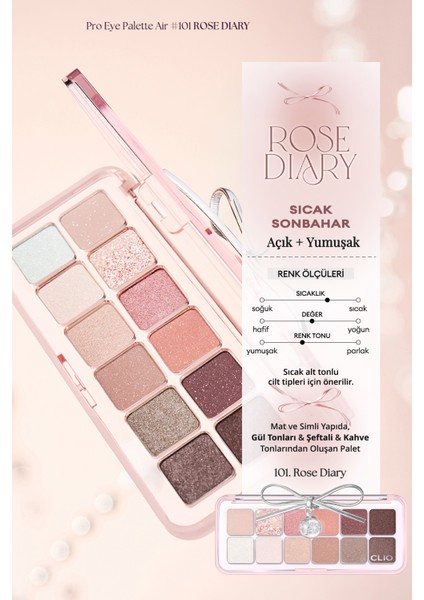 Hafif Dokulu Yoğun Renklere Sahip Göz Farı Paleti Clıo Pro Eye Palette Air (101 Rose Diary) modelleri