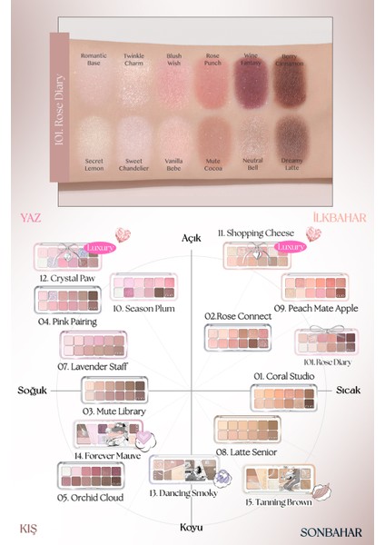 Hafif Dokulu Yoğun Renklere Sahip Göz Farı Paleti Clıo Pro Eye Palette Air (101 Rose Diary) indirimleri