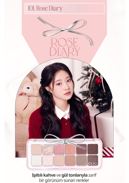 Hafif Dokulu Yoğun Renklere Sahip Göz Farı Paleti Clıo Pro Eye Palette Air (101 Rose Diary)