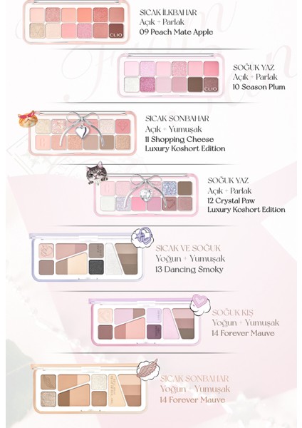 Hafif Dokulu Yoğun Renklere Sahip Göz Farı Paleti Clıo Pro Eye Palette Air (101 Rose Diary)