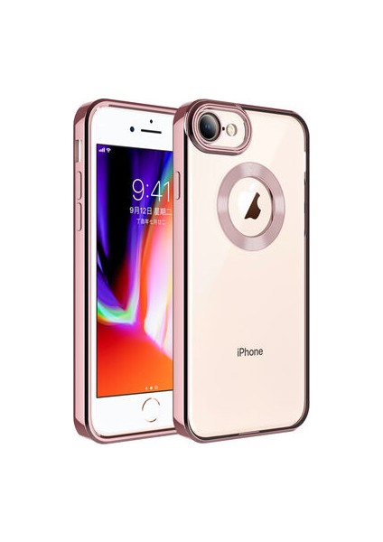 iPhone Se 2022 Kılıf Kenarları Lazer Renkli ve Logo Detaylı Şık Esnek Premium Silikon Kapak Ryc/omega