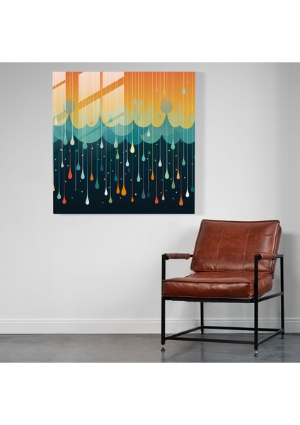 Yağmur Damlası Soyut Cam Tablo - Modern Sanat Geometrik Soyutlama fiyatları