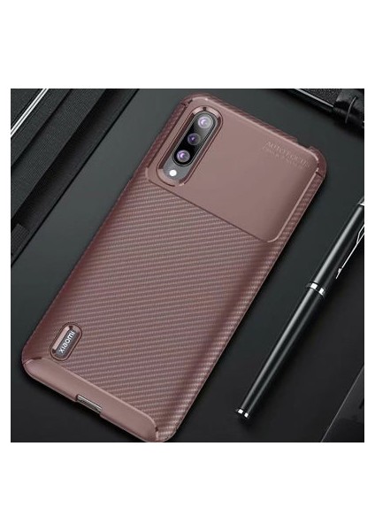 Xiaomi Mi A3 Kılıf Karbon Desenli Esnek Yüksek Kaliteli Meteryalden Üretilmiş Silikon Kapak Ryc/negro