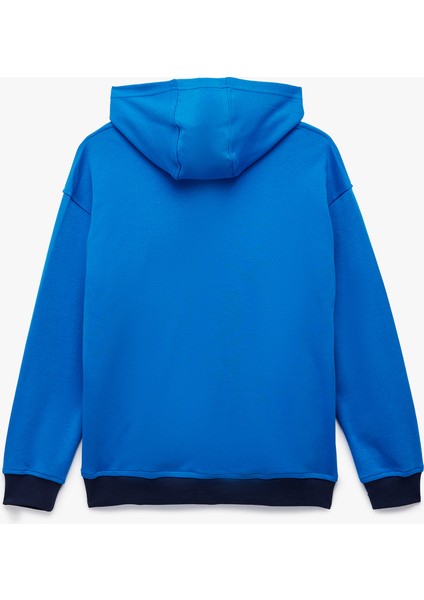 Pamuklu Baskılı Uzun Kollu Kapşonlu Oversize Sweatshirt fiyatları