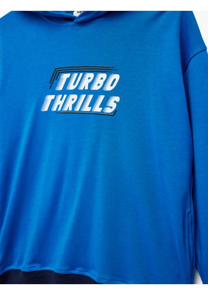 Pamuklu Baskılı Uzun Kollu Kapşonlu Oversize Sweatshirt modelleri