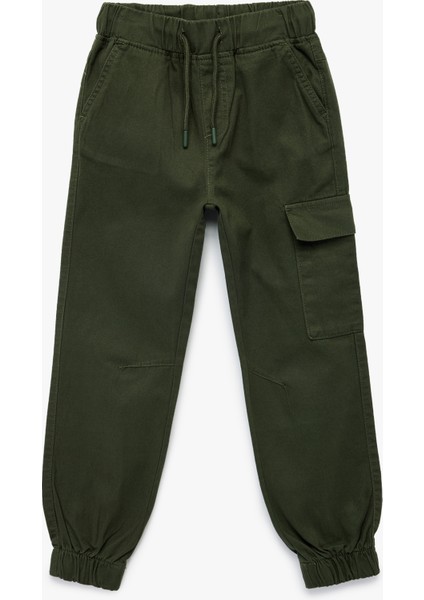 Pamuklu Gabardin Beli Bağcıklı Kargo Pantolon