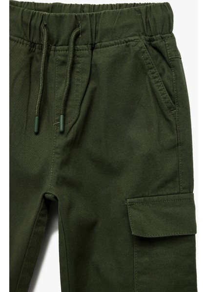 Pamuklu Gabardin Beli Bağcıklı Kargo Pantolon modelleri