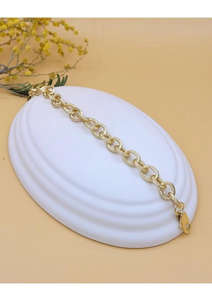 Burma Halka Zincir Gold Metal Bileklik