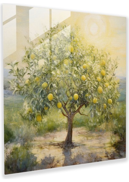 Uçarı Limon Ağacı Cam Tablosu - Limon Ağacı Cam Tablo Duvar Dekorasyonu