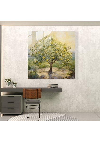Uçarı Limon Ağacı Cam Tablosu - Limon Ağacı Cam Tablo Duvar Dekorasyonu modelleri
