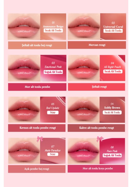 Doğal Tonlarda, Uzun Süre Kalıcı, Işıltılı Tint PERIPERA Water Bare Tint (13 Cherry Blossom) Cherry