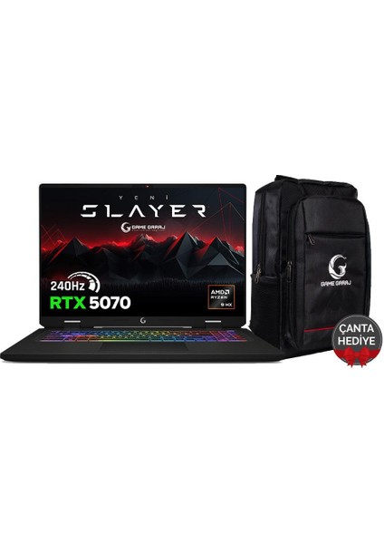 Slayer R9M3D XL-5070 C6 Amd Ryzen 9 9955HX3D 32GB Ram 1tb SSD RTX5070 17" Qhd+ 240Hz IPS Freedos Oyuncu Laptop